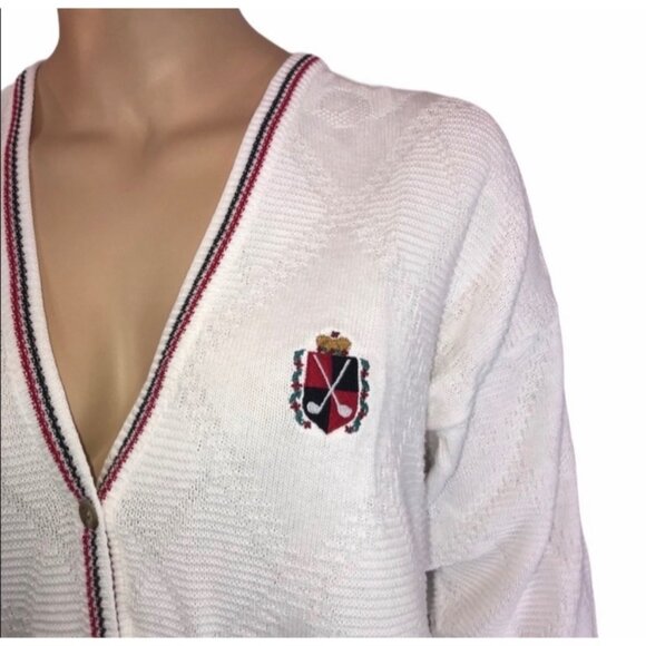 ISLE OF COTTON Vintage Golf Cardigan Sweater XL - Picture 3 of 6